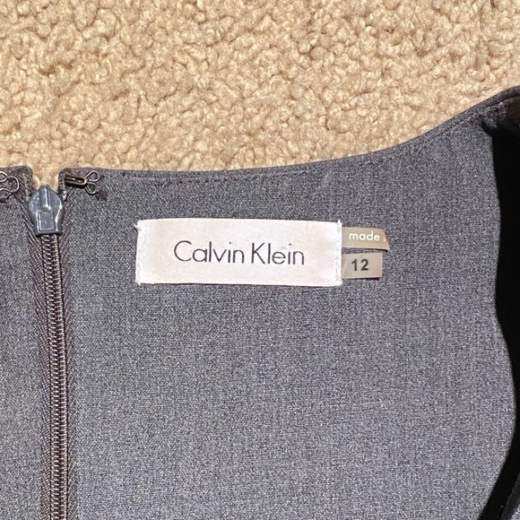 Calvin Klein gray sheath with ruffle and belt, size 12 - Picture 5 of 6